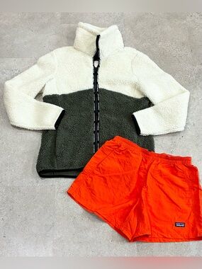Womens PATAGONIA/LUCKY BRAND Athletic Shorts & Sherpa Jacket, sz Small